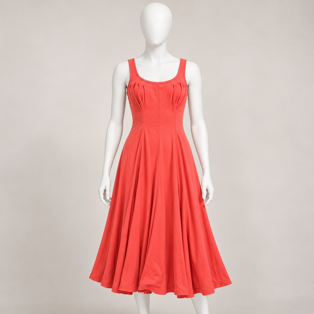 Lauren Ralph Lauren Fit and Flare Dress Womens 2 Coral Pink Sleeveless Scoop